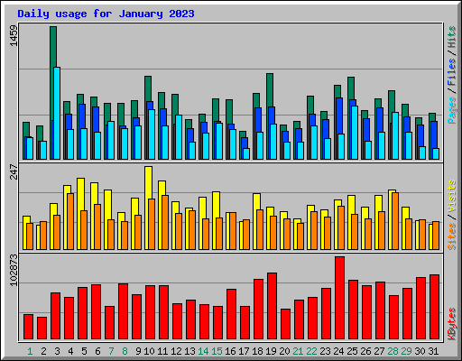 Daily usage for January 2023