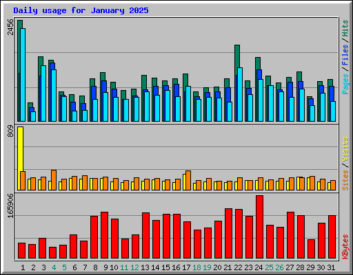 Daily usage for January 2025